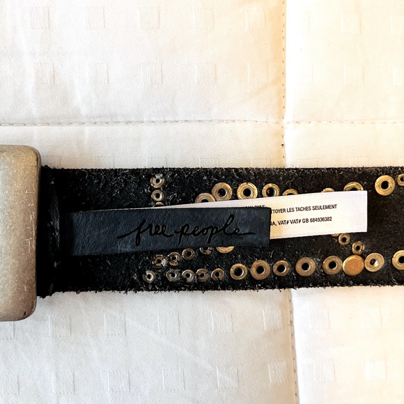 SOLD 💟 Free People Leather Embellished Studded Belt OS Black - Picture 5 of 10
